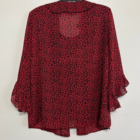 C.B. Collections Red and Black Leopard Print Faux Tank Blouse - Picture 2 of 10